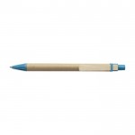 Penna in cartone con clip in legno color azzurro seconda vista