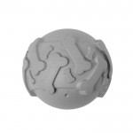 Pallina di gomma per cani con disegno di vari ossi in rilievo color grigio prima vista