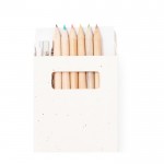 Set di 6 matite colorate con temperino e disegni in scatola con semi color naturale quarta vista