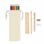 Zainetto in cotone con accessori per scrivere e colorare color beige nona vista