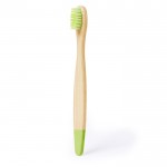 Spazzolino da denti per bambini in bambù con setole e punta colorati color verde prima vista