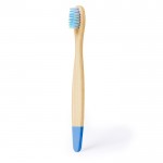 Spazzolino da denti per bambini in bambù con setole e punta colorati color blu prima vista