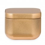 Candela profumata vaniglia in scatolina di metallo color oro prima vista