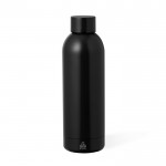 Bottiglietta in acciaio inox riciclato con finitura opaca 500ml color nero prima vista