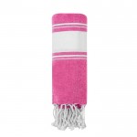 Pareo telo bicolore in cotone e poliestere con frange 180g/m² color rosa prima vista