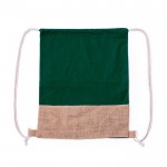 Zainetto a sacco bicolore in 100% cotone con base in juta 120g/m² color verde prima vista