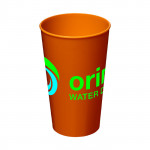 Bicchiere personalizzato per feste aziendali color arancione con logo