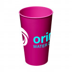 Bicchiere personalizzato per feste aziendali color rosa con logo