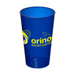 Bicchiere personalizzato dai colori traslucidi color blu con logo