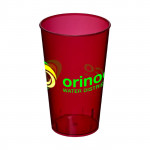 Bicchiere personalizzato dai colori traslucidi color rosa con logo