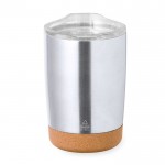 Bicchiere takeaway in acciaio inox riciclato con base in sughero 350ml color argento prima vista