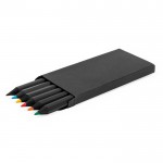 Set di 6 matite colorate in legno nero in scatola di cartone riciclato seconda vista