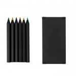 Set di 6 matite colorate in legno nero in scatola di cartone riciclato terza vista