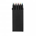 Set di 6 matite colorate in legno nero in scatola di cartone riciclato color nero prima vista