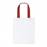 Shopper bianca con manici colorati in canvas 230g/m² color rosso prima vista