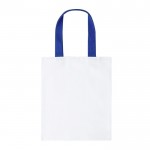 Shopper bianca con manici colorati in canvas 230g/m² color blu prima vista