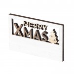 Magnete in legno con messaggio natalizio color naturale seconda vista