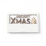 Magnete in legno con messaggio natalizio color naturale prima vista dettaglio