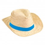 Cappello di paglia per promozioni estive color blu reale prima vista
