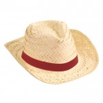 Cappello di paglia per promozioni estive color bordò prima vista