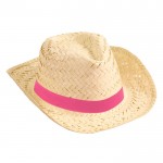 Cappello di paglia per promozioni estive color fucsia prima vista