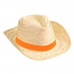 Cappello di paglia per promozioni estive color arancione prima vista