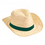 Cappello di paglia per promozioni estive color verde scuro prima vista