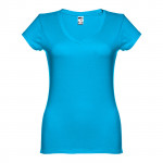 Magliette da donna con logo aziendale colore azzurro ciano 