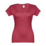Magliette da donna con logo aziendale colore rosso jeansato