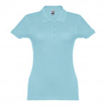 Polo magliette personalizzate da donna colore azzurro pastello prima vista