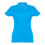Polo magliette personalizzate da donna colore azzurro ciano prima vista