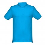 Magliette polo con logo da 240 g/m² colore azzurro ciano