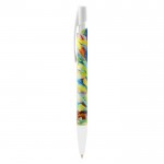 Penne di plastica colorata con logo color bianco prima vista