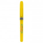 Evidenziatore promozionale a forma di penna color giallo prima vista