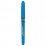 Evidenziatore promozionale a forma di penna color blu prima vista