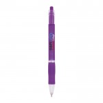 Colorate penne di plastica con logo color viola prima vista