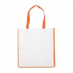 Shopper in tnt da 80 g/m² con manici e bordatura colorata color arancione prima vista