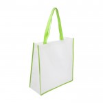 Shopper in tnt da 80 g/m² con manici e bordatura colorata color verde chiaro  seconda vista