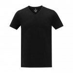 T-shirt da uomo con scollo a V in cotone da 160 g/m² Elevate Life color nero seconda vista frontale