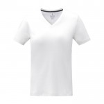 T-shirt da donna con scollo a V in cotone da 160g/m² Elevate Life color bianco seconda vista frontale