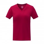 T-shirt da donna con scollo a V in cotone da 160g/m² Elevate Life color rosso seconda vista frontale