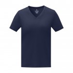 T-shirt da donna con scollo a V in cotone da 160g/m² Elevate Life color blu mare seconda vista frontale
