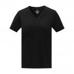 T-shirt da donna con scollo a V in cotone da 160g/m² Elevate Life color nero seconda vista frontale