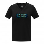T-shirt da donna con scollo a V in cotone da 160g/m² Elevate Life color nero vista area di stampa