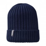 Cappelli invernali in cotone organico color blu mare seconda vista frontale