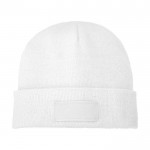Cappello invernale con patch personalizzabile color bianco
