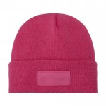 Cappello invernale con patch personalizzabile color rosa