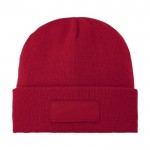 Cappello invernale con patch personalizzabile color rosso