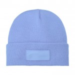 Cappello invernale con patch personalizzabile color azzurro