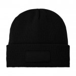 Cappello invernale con patch personalizzabile color nero